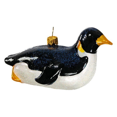 Penguin on sled in blown glass for Christmas Tree 4
