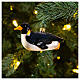 Blown glass Christmas ornament, penguin sledding s2
