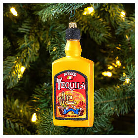 Tequila-Flasche, Weihnachtsbaumschmuck aus mundgeblasenem Glas