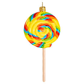 Bunter Lollipop, Weihnachtsbaumschmuck aus mundgeblasenem Glas