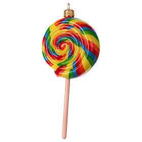 Blown glass Christmas ornament, colorful lollipop