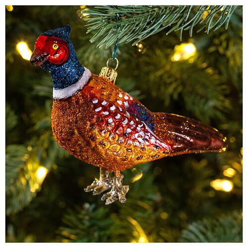 Blown glass Christmas ornament, pheasant 2