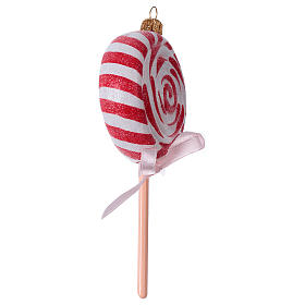 Sucette blanche rouge décoration verre soufflé sapin de Noël