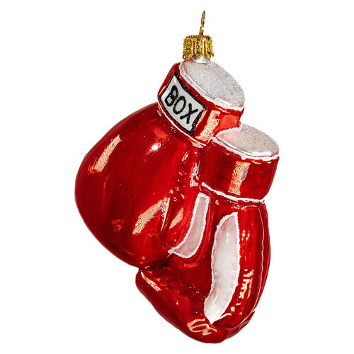 Blown glass Christmas ornament, boxing gloves 3