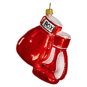 Blown glass Christmas ornament, boxing gloves