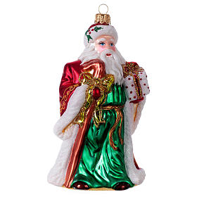 Christbaumschmuck aus mundgeblasenen Glas: Hl. Nikolaus mit Geschenken mundgeblasenen Glas für Tannenbaum