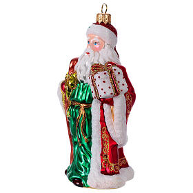 Blown glass ornaments: Blown glass Christmas ornament, Santa with gifts