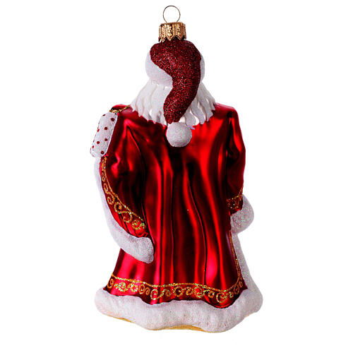 Blown glass Christmas ornament, Santa with gifts 5