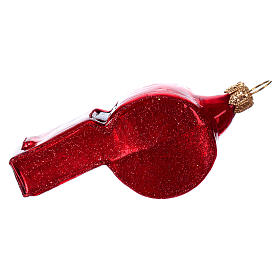 Décorations sapin verre soufflé: Sifflet rouge décoration verre soufflé sapin de Noël