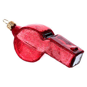 Décorations sapin verre soufflé: Sifflet rouge décoration verre soufflé sapin de Noël