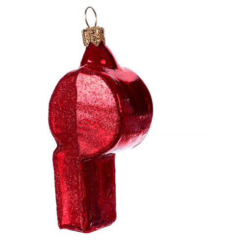 Blown glass Christmas ornament, red whistle 4