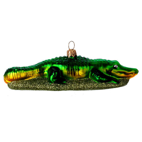 Blown glass Christmas ornament, alligator 1