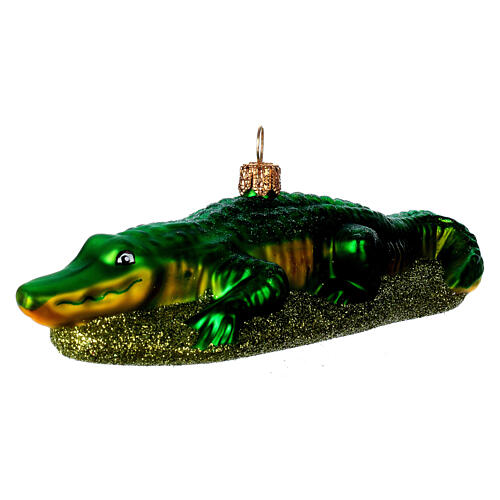 Blown glass Christmas ornament, alligator 3