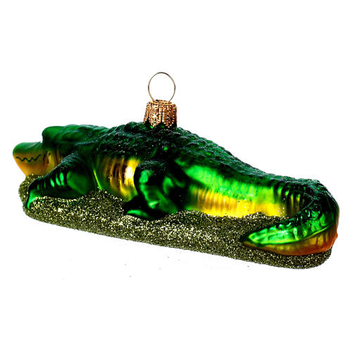 Blown glass Christmas ornament, alligator 4