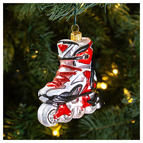 Blown glass Christmas ornament, rollerblades