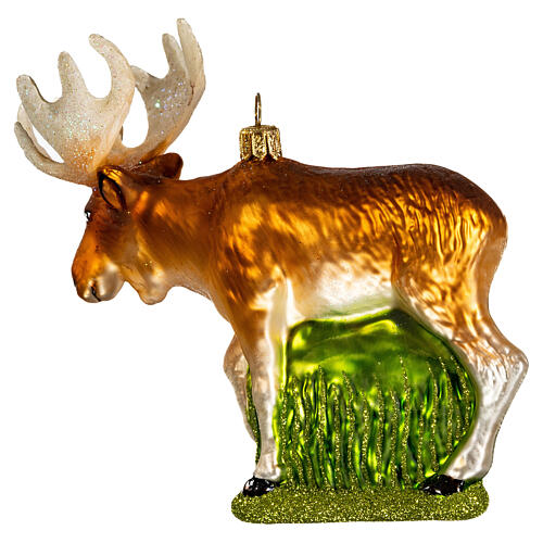 Blown glass Christmas ornament, American moose 1