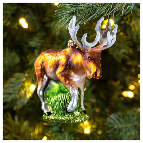Blown glass Christmas ornament, American moose 2