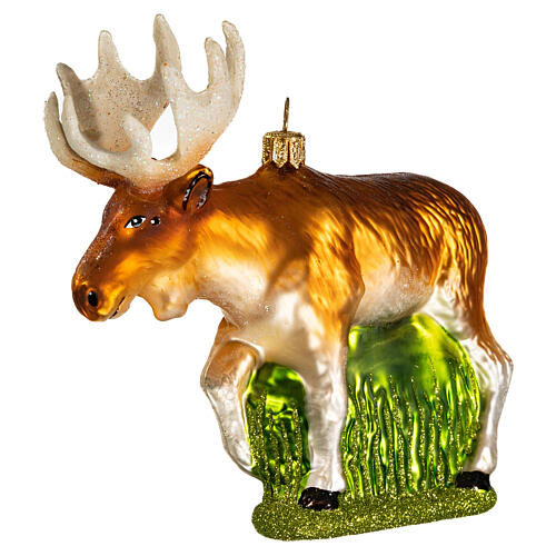 Blown glass Christmas ornament, American moose 3