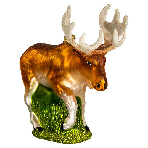 Blown glass Christmas ornament, American moose 4