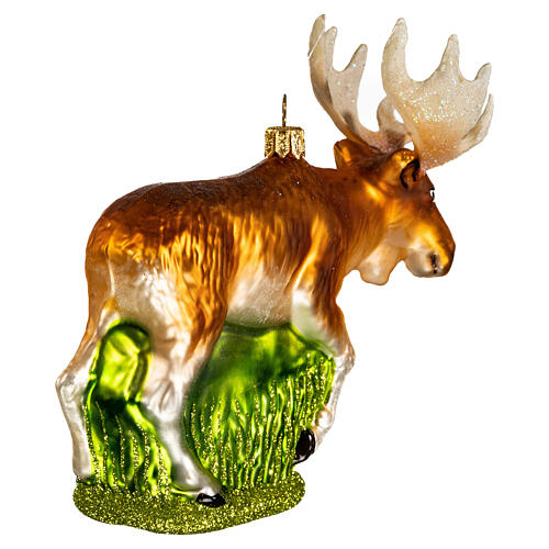 Blown glass Christmas ornament, American moose 5