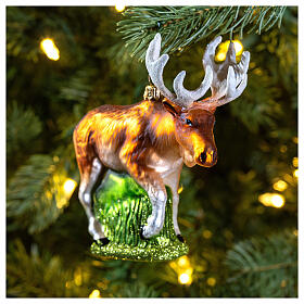 Blown glass Christmas ornament, American elk