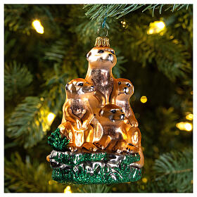 Blown glass Christmas ornament, suricates