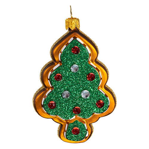 Blown glass Christmas ornament, gingerbread Christmas Tree 1