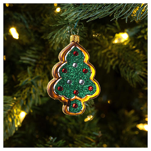 Blown glass Christmas ornament, gingerbread Christmas Tree 2