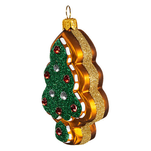 Blown glass Christmas ornament, Gingerbread tree 3