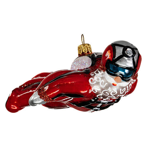 Blown glass Christmas ornament, wingsuit Santa 3
