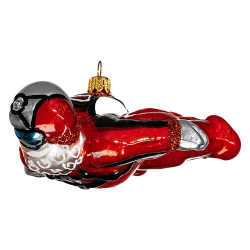 Święty Mikołaj w kombinezonie skoczka windsuit szkło dmuchane na choinkę 4