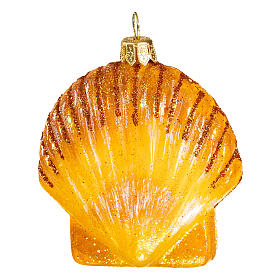 Blown glass Christmas ornament, orange seashell