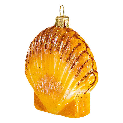 Blown glass Christmas ornament, orange seashell 3