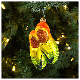 Blown glass Christmas ornament, soccer shoes