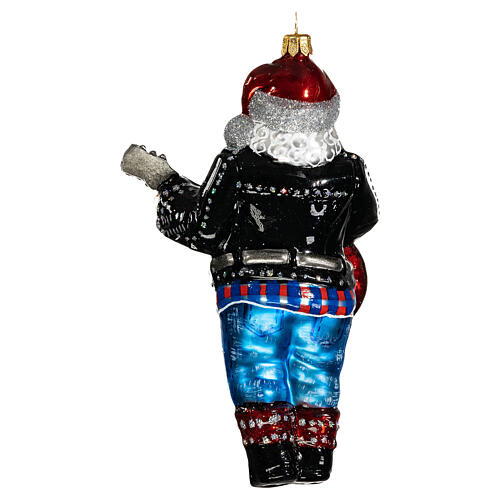 Blown glass Christmas ornament, rockstar Santa 5
