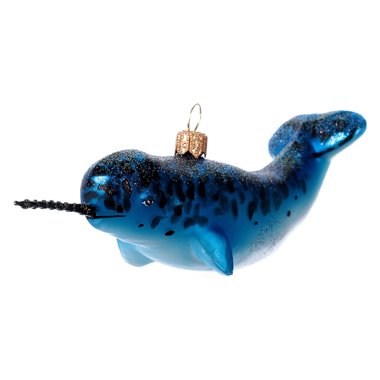 Blown glass Christmas ornament, Narwhal online sales on