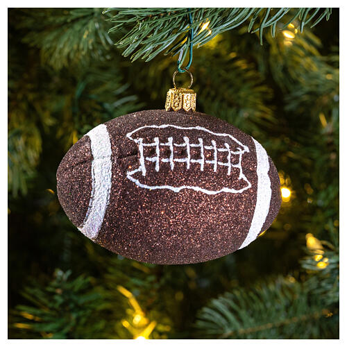 Blown glass Christmas ornament, American football 2