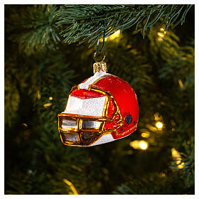 Football helmet blown glass Christmas tree decoration