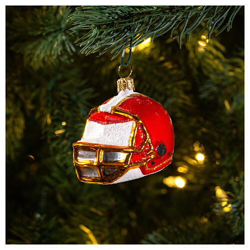 Football helmet blown glass Christmas tree decoration 2