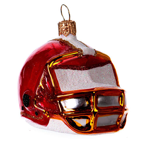 Football helmet blown glass Christmas tree decoration 3