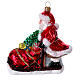 Weihnachtsmann auf Schlitten mundgeblasenen Glas für Tannenbaum s1
