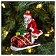Blown glass Christmas ornament, Santa on the sleigh s2