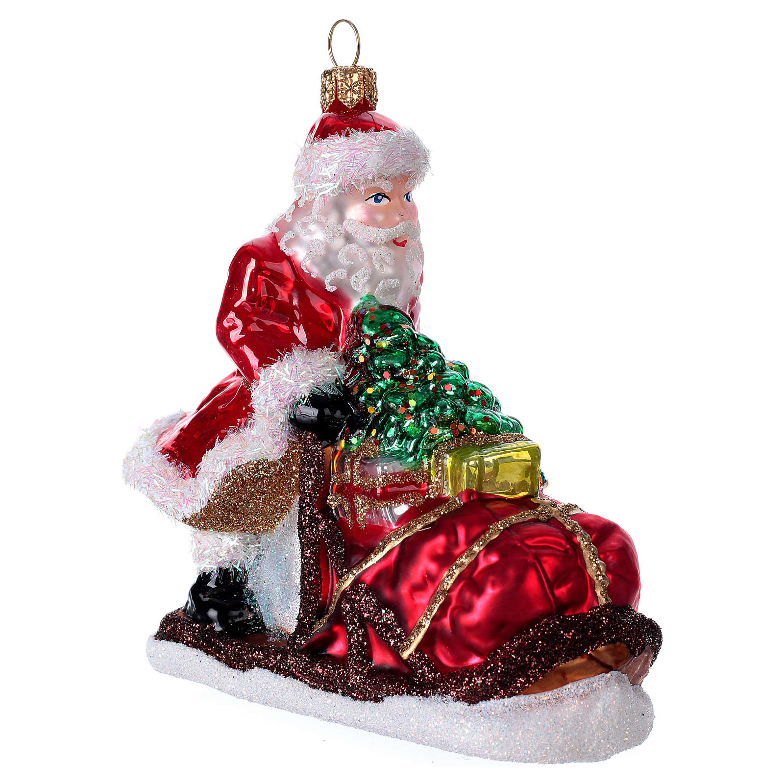 6 Palline Joe Babbo Per Albero Di Natale In Vetro Rosso Da Pendaglio Decorato 4 Cm Default Title 83636563