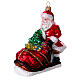 Blown glass Christmas ornament, Santa Claus sledding s3