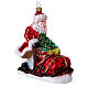 Blown glass Christmas ornament, Santa Claus sledding s4