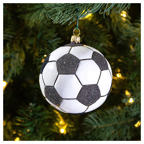 Blown glass Christmas ornament, football 2