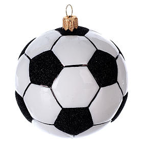 Blown glass Christmas ornament, soccer ball