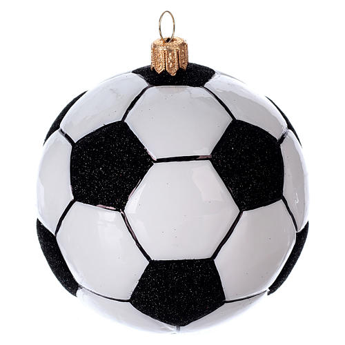 Blown glass Christmas ornament, soccer ball | online sales on HOLYART.com