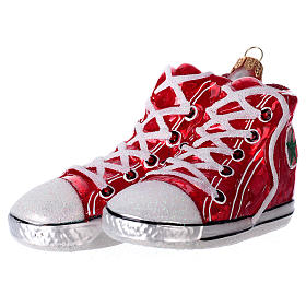 Blown glass Christmas ornament, sneakers