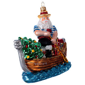 Babbo Natale in gondola decorazione vetro soffiato Albero Natale